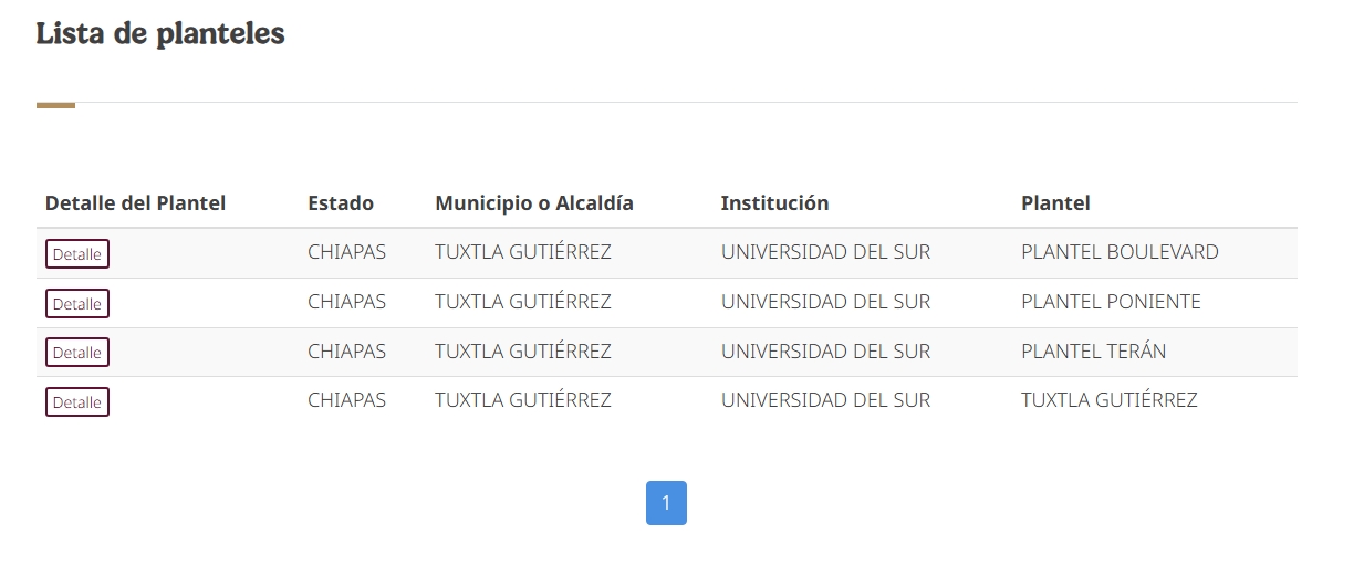 Formulario de consulta de RVOE